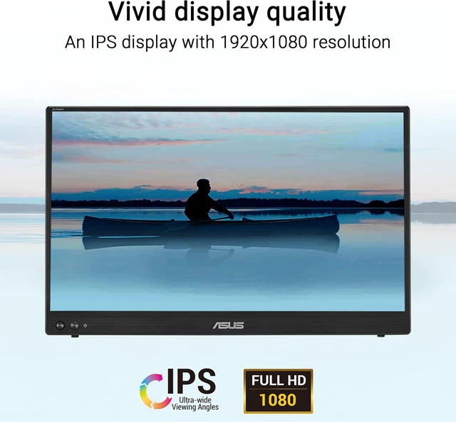 Alt view image 2 of 7 - ASUS ZenScreen MB16AHVE Portable Monitor - 16-inch (15.6 inch viewable) FHD, IPS panel, Power Pass Through, Auto Rotate, tripod, USB Type-C, mini-HDMI, Flicker Free, Low Blue Light, FSC Mix-certified