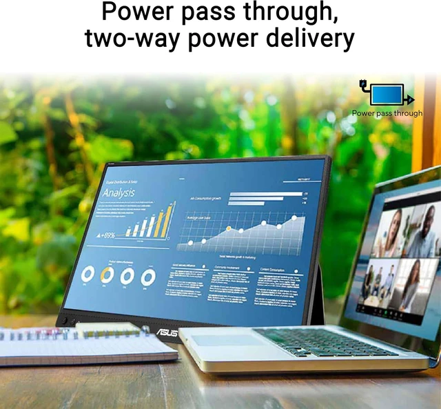 Alt view image 4 of 7 - ASUS ZenScreen MB16AHVE Portable Monitor - 16-inch (15.6 inch viewable) FHD, IPS panel, Power Pass Through, Auto Rotate, tripod, USB Type-C, mini-HDMI, Flicker Free, Low Blue Light, FSC Mix-certified