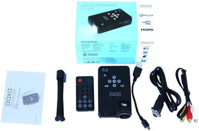 Alt view image 7 of 7 - AAXA P3 Pico Pocket Projector, 50 Lumens LED, HDMI, 1024x600 WSVGA Rechargeable Battery