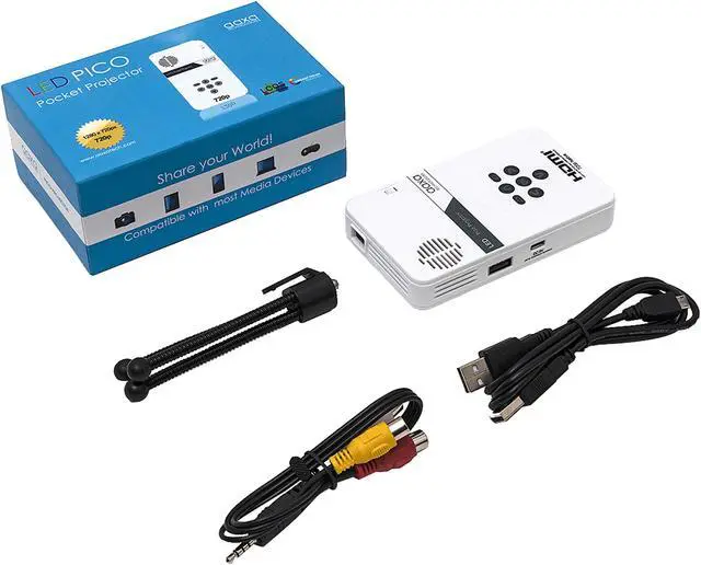 Alt view image 7 of 7 - AAXA LED Pico Mini Portable Projector with Battery, HDMI, and Native 720p HD Resolution for Home and Travel