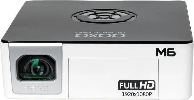 Alt view image 2 of 7 - AAXA M6 Native 1080p HD LED DLP Mini Portable Projector with 1200 LED Lumens, HDMI, and Media Player for Business and Home Theater