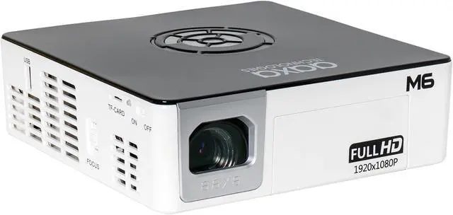 Alt view image 3 of 7 - AAXA M6 Native 1080p HD LED DLP Mini Portable Projector with 1200 LED Lumens, HDMI, and Media Player for Business and Home Theater