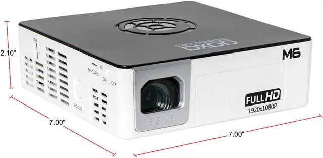 Alt view image 4 of 7 - AAXA M6 Native 1080p HD LED DLP Mini Portable Projector with 1200 LED Lumens, HDMI, and Media Player for Business and Home Theater