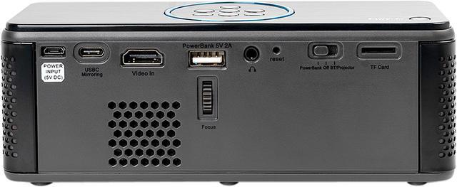 Alt view image 7 of 7 - AAXA BP1 Speaker Projector - Bluetooth 5.0, Battery Power Bank, Up to 6 Hour Projection or 24 Hours Playtime, USB C Mirroring, Onboard Media Player, HDMI, DLP Portable Mini LED Projector