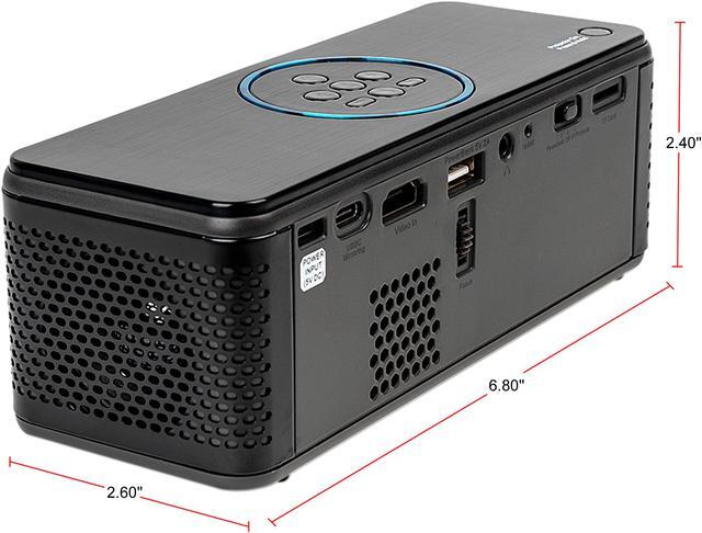 Alt view image 6 of 7 - AAXA BP1 Speaker Projector - Bluetooth 5.0, Battery Power Bank, Up to 6 Hour Projection or 24 Hours Playtime, USB C Mirroring, Onboard Media Player, HDMI, DLP Portable Mini LED Projector