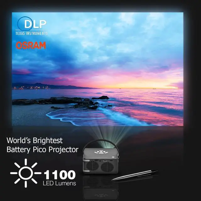 Alt view image 6 of 11 - AAXA P6 Ultimate Smart Mini  Projector, 6 Hour Battery, 1100 LED Lumens, Bluetooth 5.0 Speaker, Wireless Mirroring, 3D Ready, HDMI/USB/TF Inputs (HP-P6U-01)