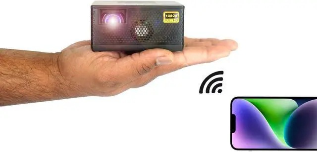 Alt view image 7 of 13 - AAXA P400+ Short Throw Smart Mini Projector with 2 Hour Battery, Native 1080p, Wireless Mirroring, Streaming Apps, Onboard Media Player (KP-400-03)