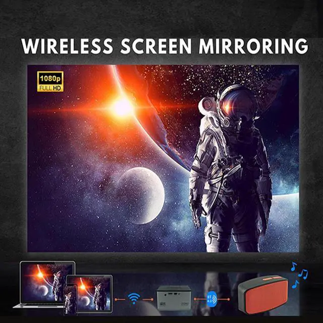 Alt view image 11 of 13 - AAXA P400+ Short Throw Smart Mini Projector with 2 Hour Battery, Native 1080p, Wireless Mirroring, Streaming Apps, Onboard Media Player (KP-400-03)