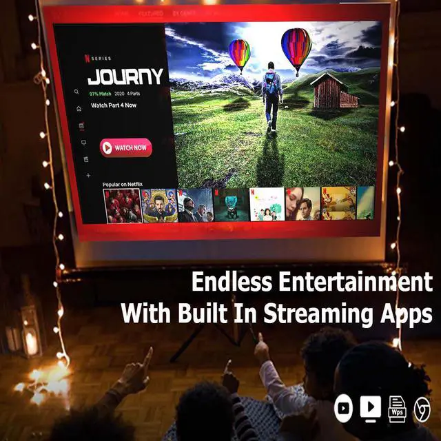 Alt view image 12 of 13 - AAXA P400+ Short Throw Smart Mini Projector with 2 Hour Battery, Native 1080p, Wireless Mirroring, Streaming Apps, Onboard Media Player (KP-400-03)