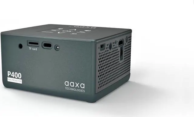 Alt view image 2 of 13 - AAXA P400+ Short Throw Smart Mini Projector with 2 Hour Battery, Native 1080p, Wireless Mirroring, Streaming Apps, Onboard Media Player (KP-400-03)