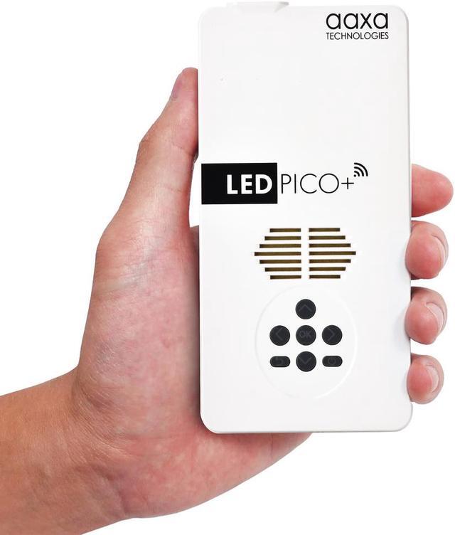 Main image of AAXA LED Pico+ MAX Mini Projector, 2.7 Hour Battery, DLP 1080P, Wireless Mirroring, Mini-HDMI, Bluetooth, Micro SD/USB Readers, Pocket Size Portable Cookie Decoration Projector