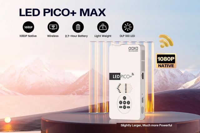 Alt view image 6 of 12 - AAXA LED Pico+ MAX Mini Projector, 2.7 Hour Battery, DLP 1080P, Wireless Mirroring, Mini-HDMI, Bluetooth, Micro SD/USB Readers, Pocket Size Portable Cookie Decoration Projector
