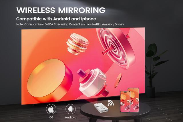 Alt view image 8 of 12 - AAXA LED Pico+ MAX Mini Projector, 2.7 Hour Battery, DLP 1080P, Wireless Mirroring, Mini-HDMI, Bluetooth, Micro SD/USB Readers, Pocket Size Portable Cookie Decoration Projector