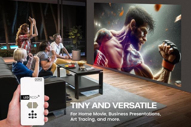 Alt view image 11 of 12 - AAXA LED Pico+ MAX Mini Projector, 2.7 Hour Battery, DLP 1080P, Wireless Mirroring, Mini-HDMI, Bluetooth, Micro SD/USB Readers, Pocket Size Portable Cookie Decoration Projector