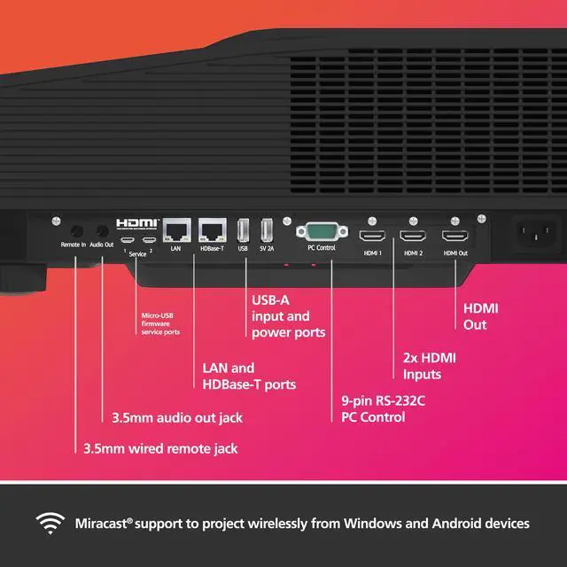 Alt view image 9 of 12 - Ricoh UHL3660 Ultra Short Throw Laser Projector (432684) - Black