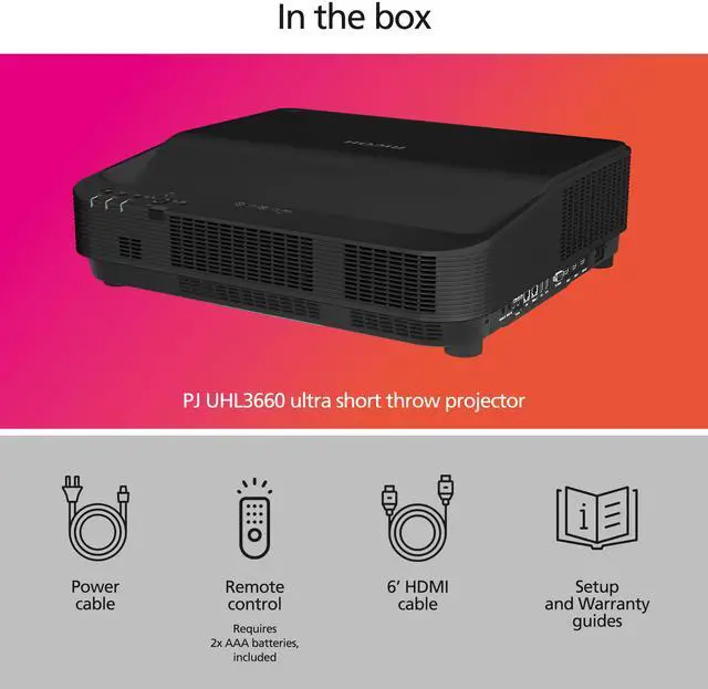 Alt view image 10 of 12 - Ricoh UHL3660 Ultra Short Throw Laser Projector (432684) - Black