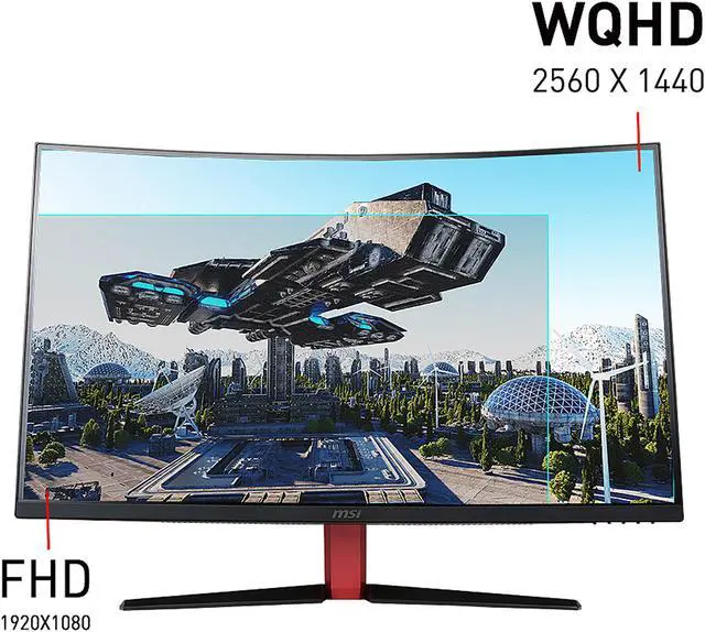 Alt view image 11 of 14 - MSI Optix AG32CQ Black / Red 31.5" 144Hz Curved 2K Gaming Monitor, 2560 x 1440, FreeSync, Widescreen LED Backlight, HDMI, and 250 cd/m2 3000:1