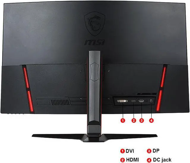 Alt view image 14 of 14 - MSI Optix AG32CQ Black / Red 31.5" 144Hz Curved 2K Gaming Monitor, 2560 x 1440, FreeSync, Widescreen LED Backlight, HDMI, and 250 cd/m2 3000:1