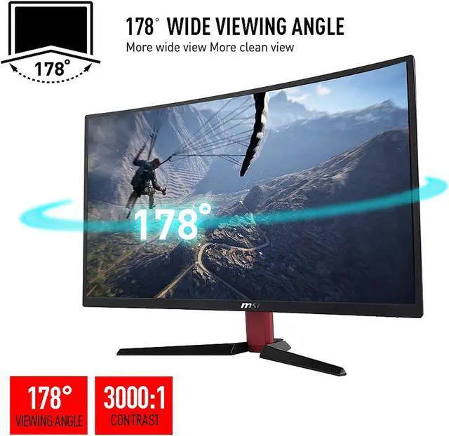 Alt view image 13 of 14 - MSI Optix AG32CQ Black / Red 31.5" 144Hz Curved 2K Gaming Monitor, 2560 x 1440, FreeSync, Widescreen LED Backlight, HDMI, and 250 cd/m2 3000:1
