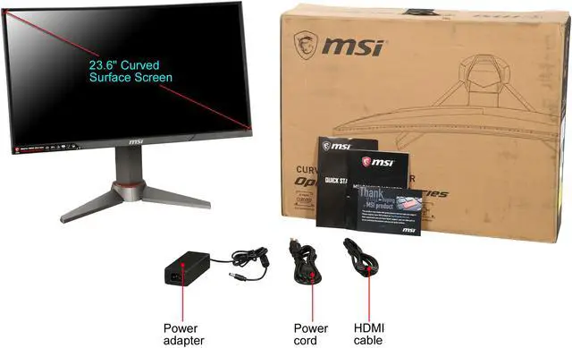 Alt view image 9 of 9 - MSI 23.6" 144Hz VA FHD 144 Hz Curved FHD FreeSync Gaming Monitor FreeSync (AMD Adaptive Sync) DVI, HDMI, DisplayPort Optix MAG240VC