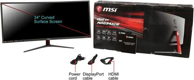 Alt view image 8 of 8 - MSI Optix MAG341CQ 34" UWQHD 3440x1440 2K Resolution 100Hz DisplayPort HDMI DVI AMD FreeSync Technology Anti-Flicker Curved Gaming Monitor