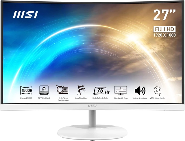 Alt view image 2 of 13 - MSI 27" 75Hz VA FHD D-Sub HDMI Business Productivity Monitor 1 ms (MPRT) / 5 ms (GTG) Curved PRO MP271CW