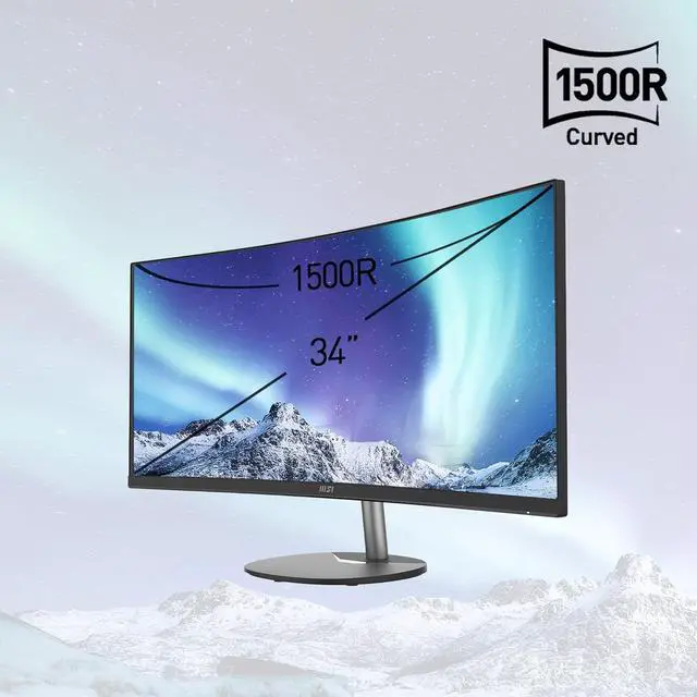 Alt view image 4 of 17 - MSI Pro MP341CQ, 34" Monitor, 3440 x 1440(UWQHD) VA, 100Hz, TUV Certified Eyesight Protection, 4ms, Displayport, HDMI, Tilt, Black