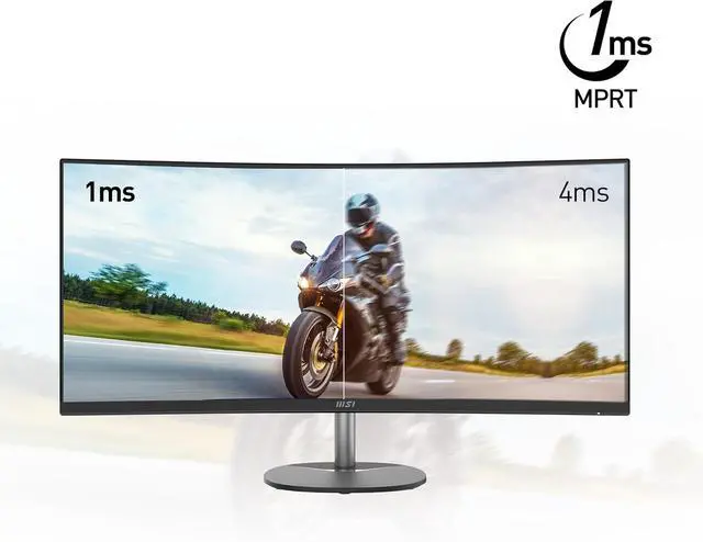 Alt view image 5 of 17 - MSI Pro MP341CQ, 34" Monitor, 3440 x 1440(UWQHD) VA, 100Hz, TUV Certified Eyesight Protection, 4ms, Displayport, HDMI, Tilt, Black