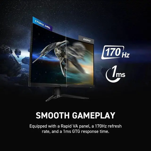 Alt view image 9 of 15 - MSI 27" 170 Hz Rapid VA with Quantum Dot WQHD Gaming Monitor FreeSync Premium (AMD Adaptive Sync) 2560 x 1440 (2K) 94% Adobe RGB / 96% DCI-P3 / 127% sRGB MAG275CQRF QD