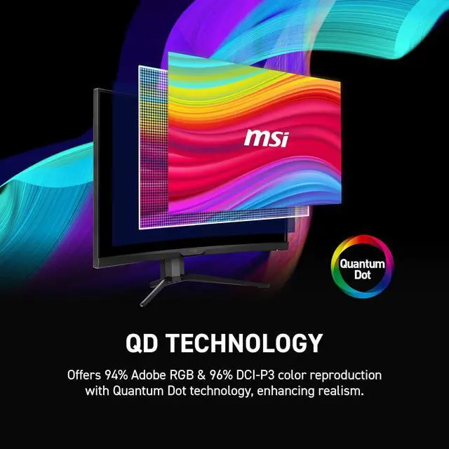Alt view image 12 of 15 - MSI 27" 170 Hz Rapid VA with Quantum Dot WQHD Gaming Monitor FreeSync Premium (AMD Adaptive Sync) 2560 x 1440 (2K) 94% Adobe RGB / 96% DCI-P3 / 127% sRGB MAG275CQRF QD