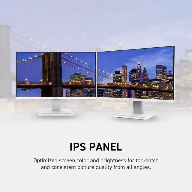 Alt view image 5 of 16 - MSI 24" 100 Hz IPS FHD Gaming Monitor 1ms (MPRT) / 4ms (GTG) 119% sRGB (CIE 1976) Flat Panel Pro MP243XW, Low blue light, Built-in speakers, White