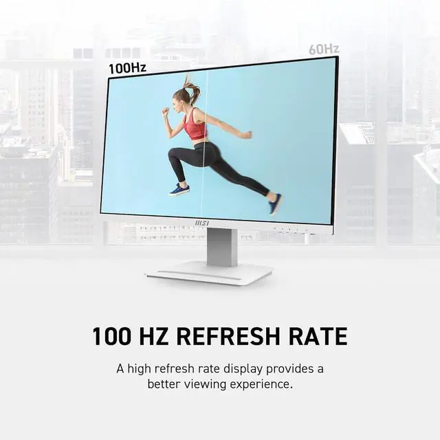 Alt view image 6 of 16 - MSI 24" 100 Hz IPS FHD Gaming Monitor 1ms (MPRT) / 4ms (GTG) 119% sRGB (CIE 1976) Flat Panel Pro MP243XW, Low blue light, Built-in speakers, White