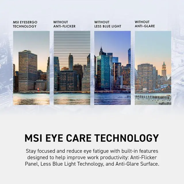 Alt view image 8 of 16 - MSI 24" 100 Hz IPS FHD Gaming Monitor 1ms (MPRT) / 4ms (GTG) 119% sRGB (CIE 1976) Flat Panel Pro MP243XW, Low blue light, Built-in speakers, White