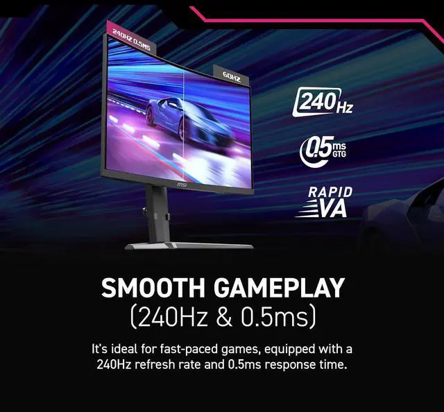 Alt view image 12 of 15 - MSI 27" 240 Hz Rapid VA WQHD Gaming Monitor 90% Adobe RGB / 92% DCI-P3 / 116% sRGB MAG275CQRXF