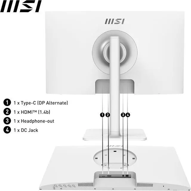Alt view image 10 of 11 - MSI Modern MD2412PW 24-inch IPS 1920 x 1080 (FHD) Computer Monitor, 100Hz, Adaptive-Synch, HDR Ready, HDMI, USBC 15W Power Delivery, Speaker, VESA Mountable, Height Adjustable, 1ms, White