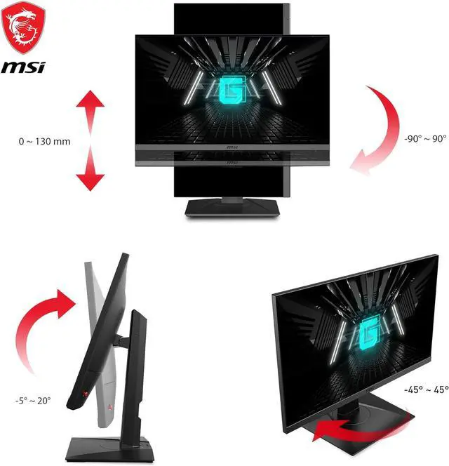 Alt view image 5 of 5 - MSI 27" Gaming Monitor, 2560 x 1440 (QHD), Rapid IPS, 1ms, 170Hz, G-Sync Compatible, HDR Ready, HDMI, Displayport, Tilt, Swivel, Height Adjustable, Pivot, G274QPF
