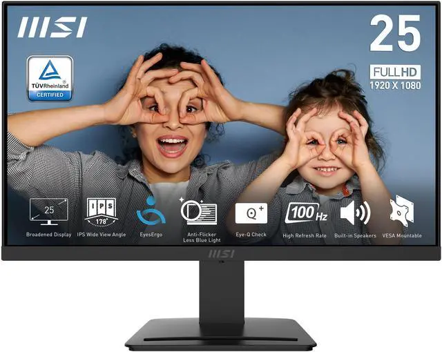 Alt view image 3 of 16 - MSI 24.5" FHD (1920 x 1080) IPS Gaming Office Monitor – 100Hz, 1ms, Adaptive Sync, EyesErgo Eye Care, Built-in Speakers, HDMI/DP/VGA, VESA Mount, PRO MP253