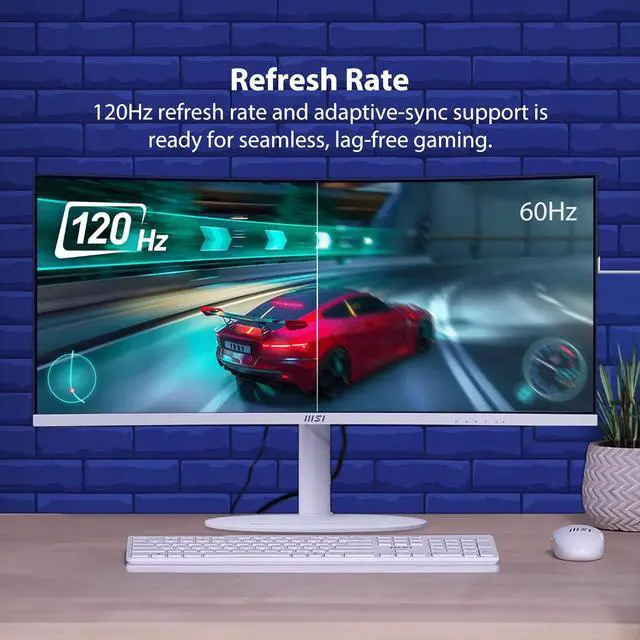 Alt view image 7 of 20 - MSI 34" 120 Hz VA UWQHD Monitor 1ms (MPRT) / 4ms (GTG) Adaptive-Sync Adobe RGB / DCI-P3 / sRGB: 92% / 95% / 119% USB-C, Curved Modern MD342CQPW