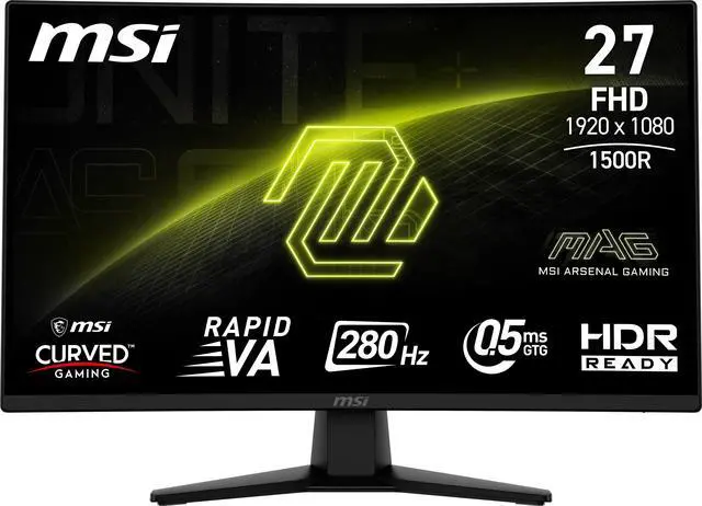 Main image of MSI 27" 280 Hz Rapid VA FHD Gaming Monitor 0.5ms (GTG) Adaptive Sync 1920 x 1080 Curved MAG 274CXF