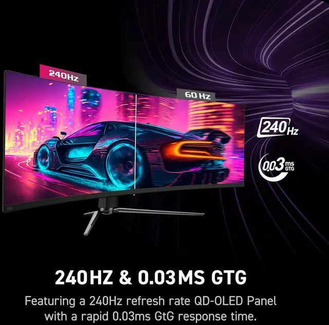 Alt view image 7 of 19 - MSI 49" 240 Hz OLED DQHD Gaming Monitor Adaptive Sync MPG 491CQPX QD-OLED