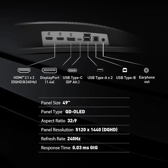 Alt view image 6 of 19 - MSI 49" 240 Hz OLED DQHD Gaming Monitor Adaptive Sync MPG 491CQPX QD-OLED