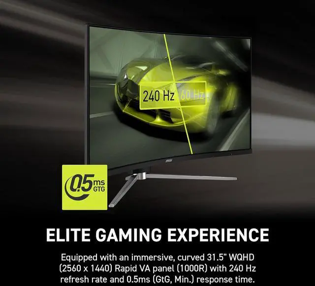 Alt view image 7 of 20 - MSI 31.5" 240 Hz Rapid VA QHD Gaming Monitor Adaptive Sync MAG 325CQRXF E2