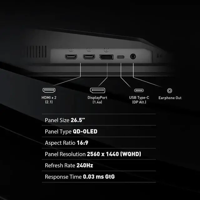 Alt view image 10 of 17 - MSI 27" 240 Hz QD-OLED QHD Gaming Monitor MAG 271QPX QD-OLED E2