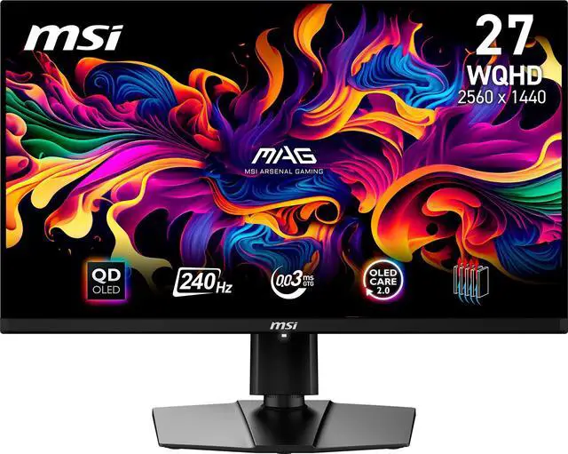 Alt view image 2 of 17 - MSI 27" 240 Hz QD-OLED QHD Gaming Monitor MAG 271QPX QD-OLED E2