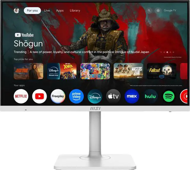 Main image of MSI Modern MD27UPSW 27-inch IPS 3840 x 2160 (UHD) Smart Monitor, 60 Hz, Adaptive-Synch, HDR Ready, HDMI, DisplayPort, USBC 65W Power Delivery, VESA Mountable, Height Adjustable, Speaker, White
