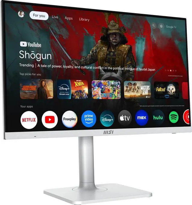 Alt view image 5 of 8 - MSI Modern MD27UPSW 27-inch IPS 3840 x 2160 (UHD) Smart Monitor, 60 Hz, Adaptive-Synch, HDR Ready, HDMI, DisplayPort, USBC 65W Power Delivery, VESA Mountable, Height Adjustable, Speaker, White