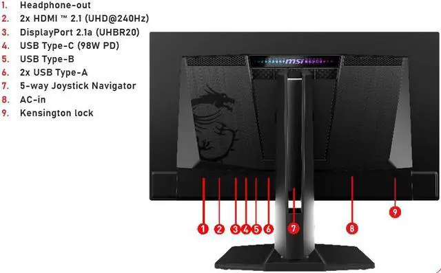 Alt view image 8 of 8 - MSI 27" 240 Hz QD-OLED UHD Gaming Monitor 3840 x 2160 (4K) MPG 272URX QD-OLED