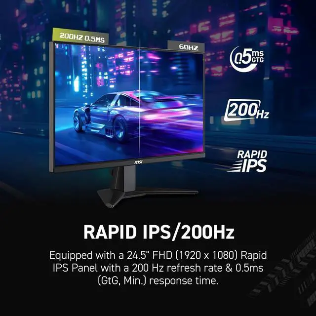 Alt view image 8 of 13 - MSI 25" (24.5") 200 Hz Rapid IPS FHD Gaming Monitor Adaptive Sync 83% ADOBE RGB / 79% DCI-P3 / 100% sRGB MAG 255F E20