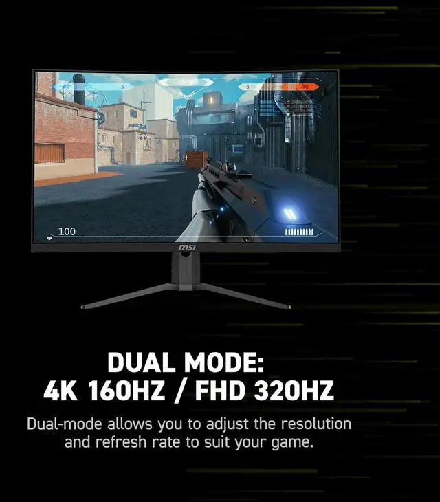 Alt view image 6 of 19 - MSI 31.5" 160Hz UHD / 320Hz FHD Rapid VA UHD Gaming Monitor AMD Adaptive Sync 93% ADOBE RGB / 97% DCI-P3 / 136% sRGB (CIE1976 Standard) MAG 321CUPDF