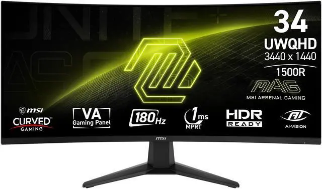 Alt view image 2 of 19 - MSI 34" 180 Hz VA Gaming Monitor FreeSync (AMD Adaptive Sync) MAG 346CQ